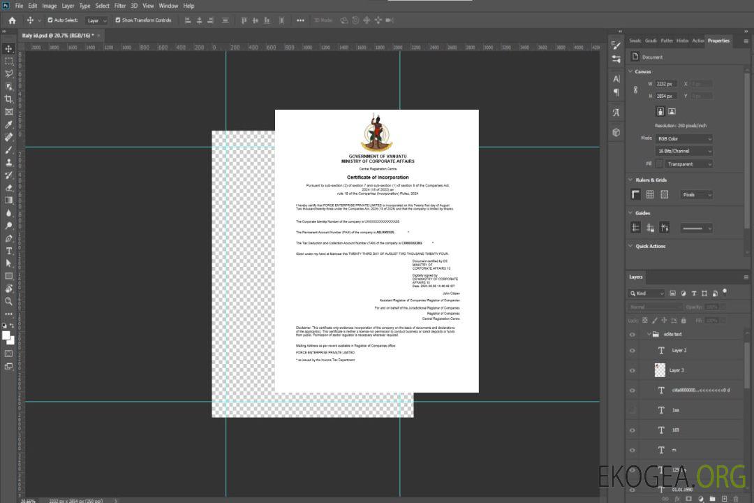 Modèle Word et PDF de certificat d'enregistrement d'entreprise à Vanuatu template Modèle Word et PDF de certificat d'enregistrement d'entreprise à Vanuatu template